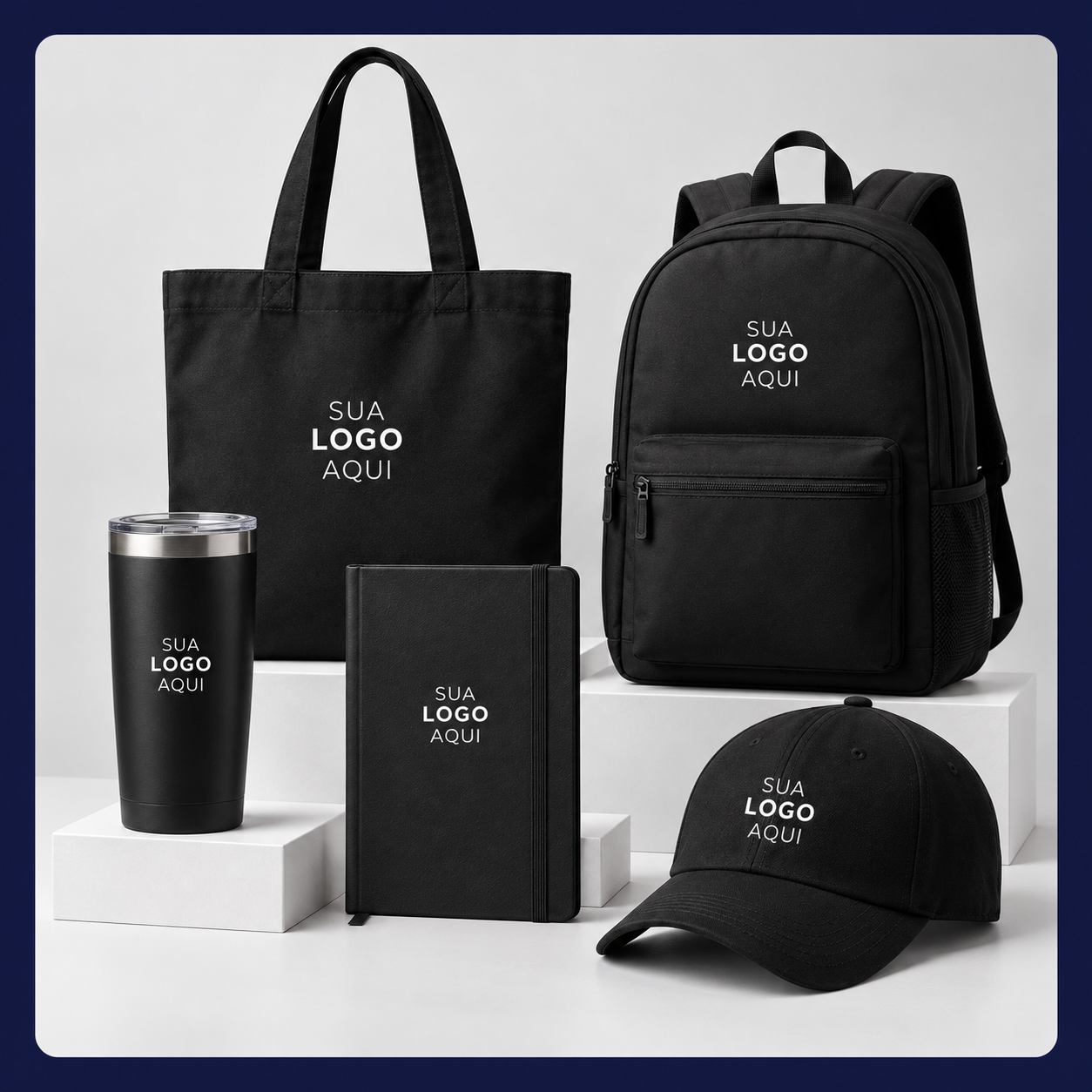 Composição de brindes personalizados da Mille